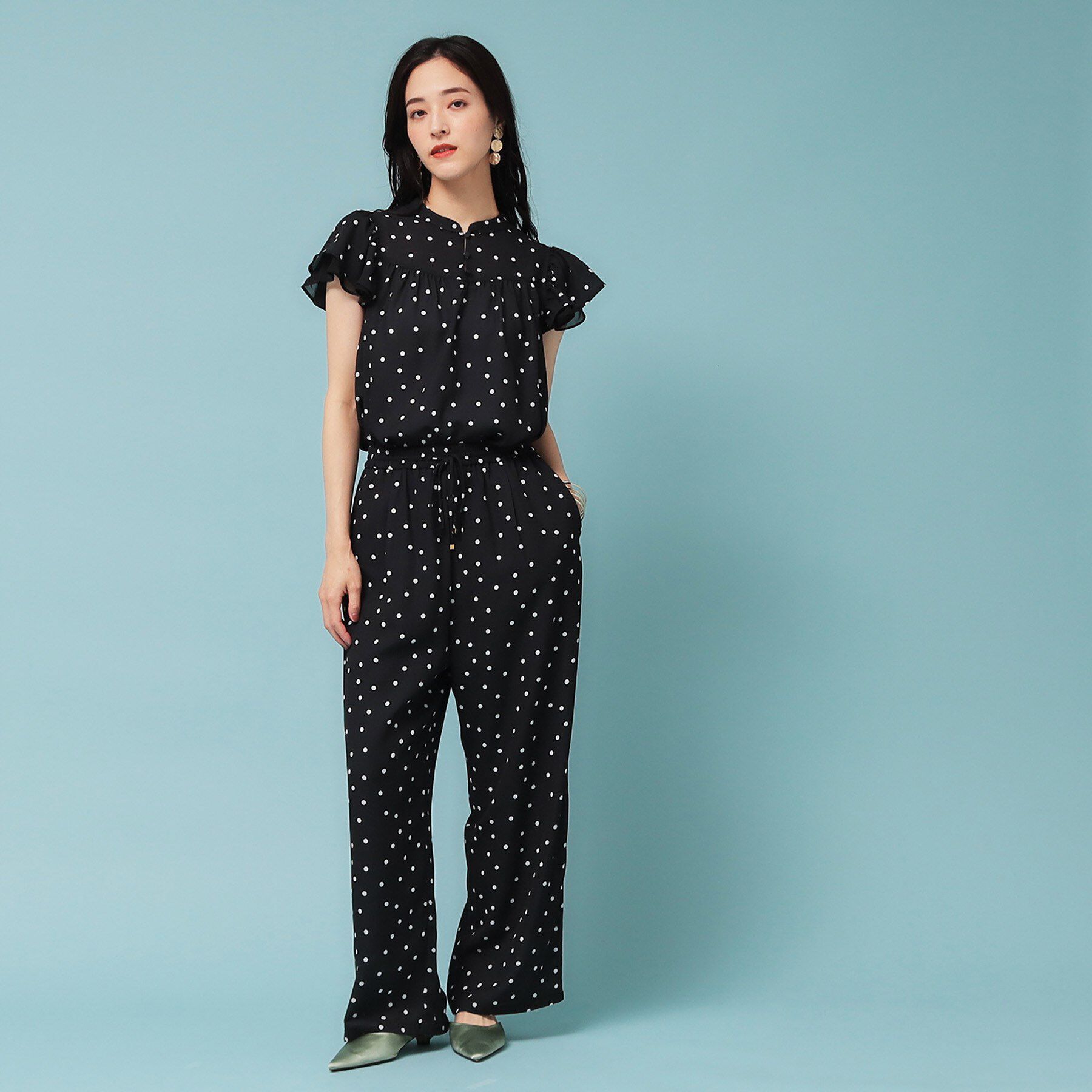 SunaUna「【袖ラッフル／S～L】ドット柄ブラウス」|シャツ・ブラウス|