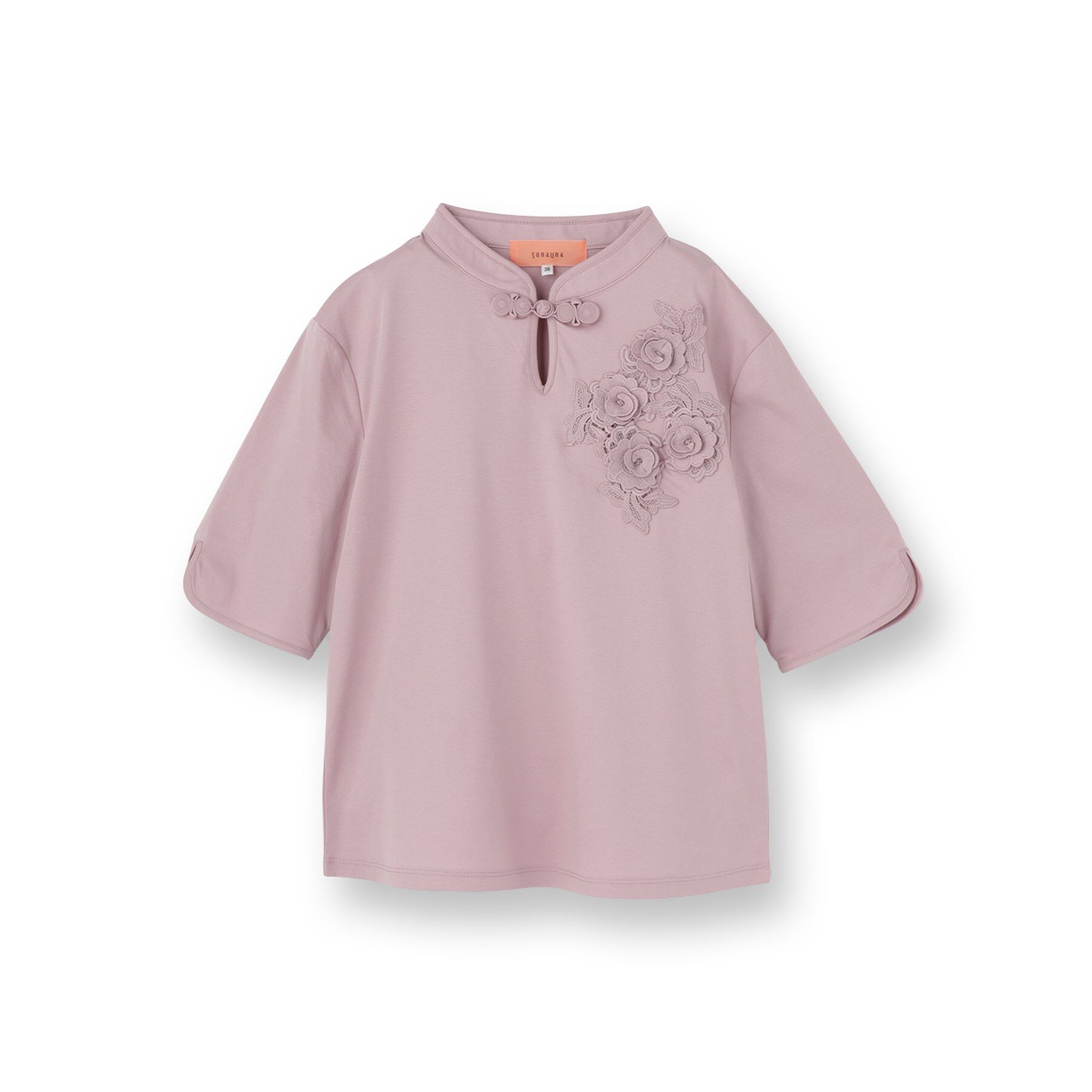 SunaUna「【5分袖／チャイナカラー】半袖プルオーバー」|Tシャツ・カットソー|