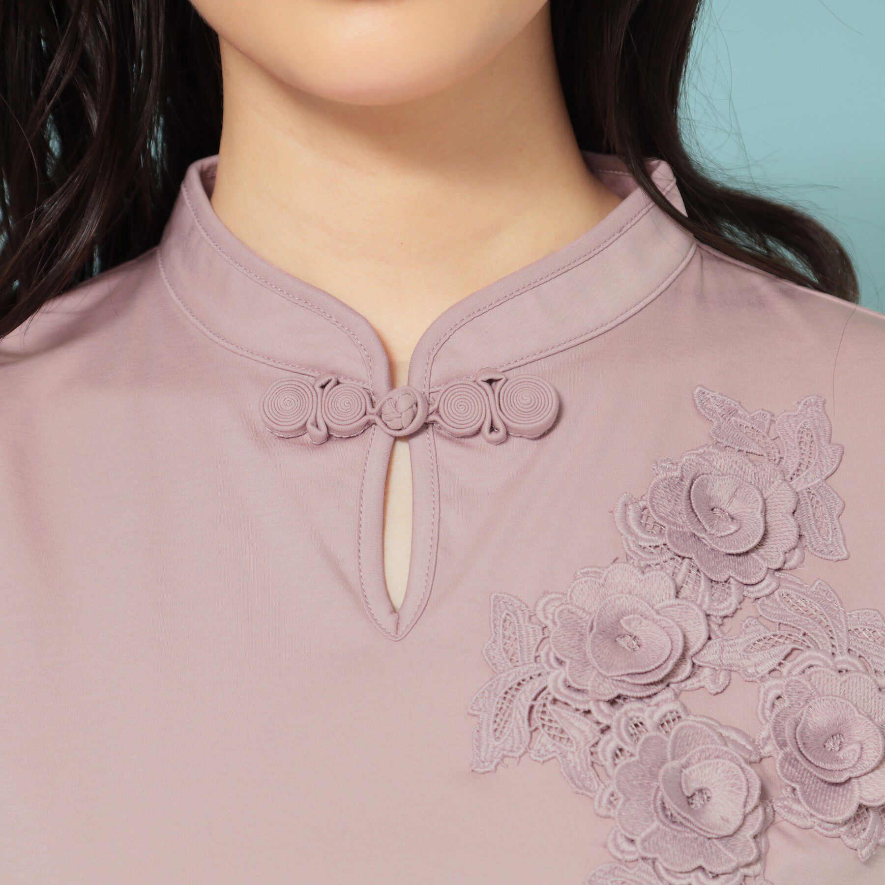 SunaUna「【5分袖／チャイナカラー】半袖プルオーバー」|Tシャツ・カットソー|