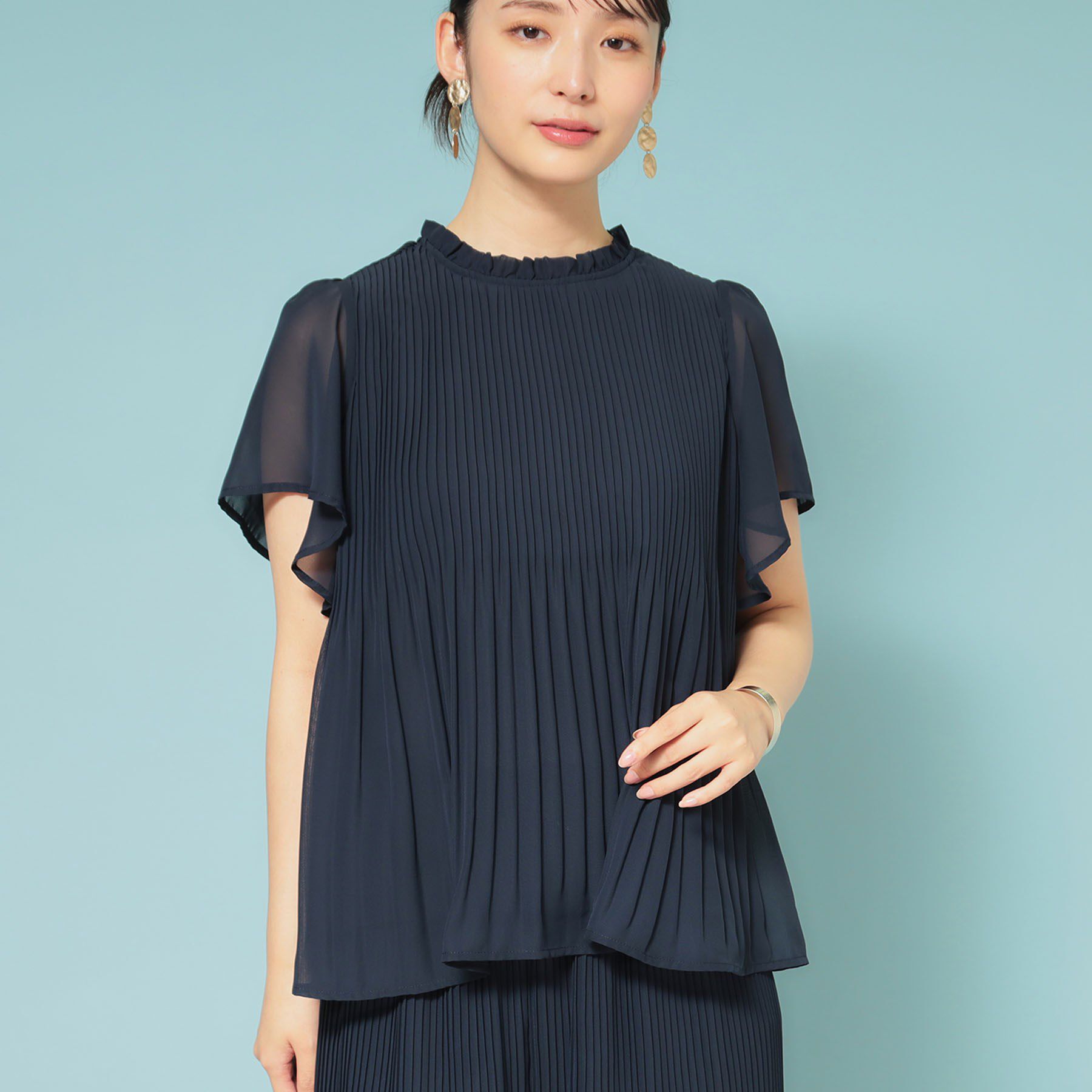 SunaUna「【新作／プリーツ／フレアスリーブ】Aラインブラウス」|シャツ・ブラウス|