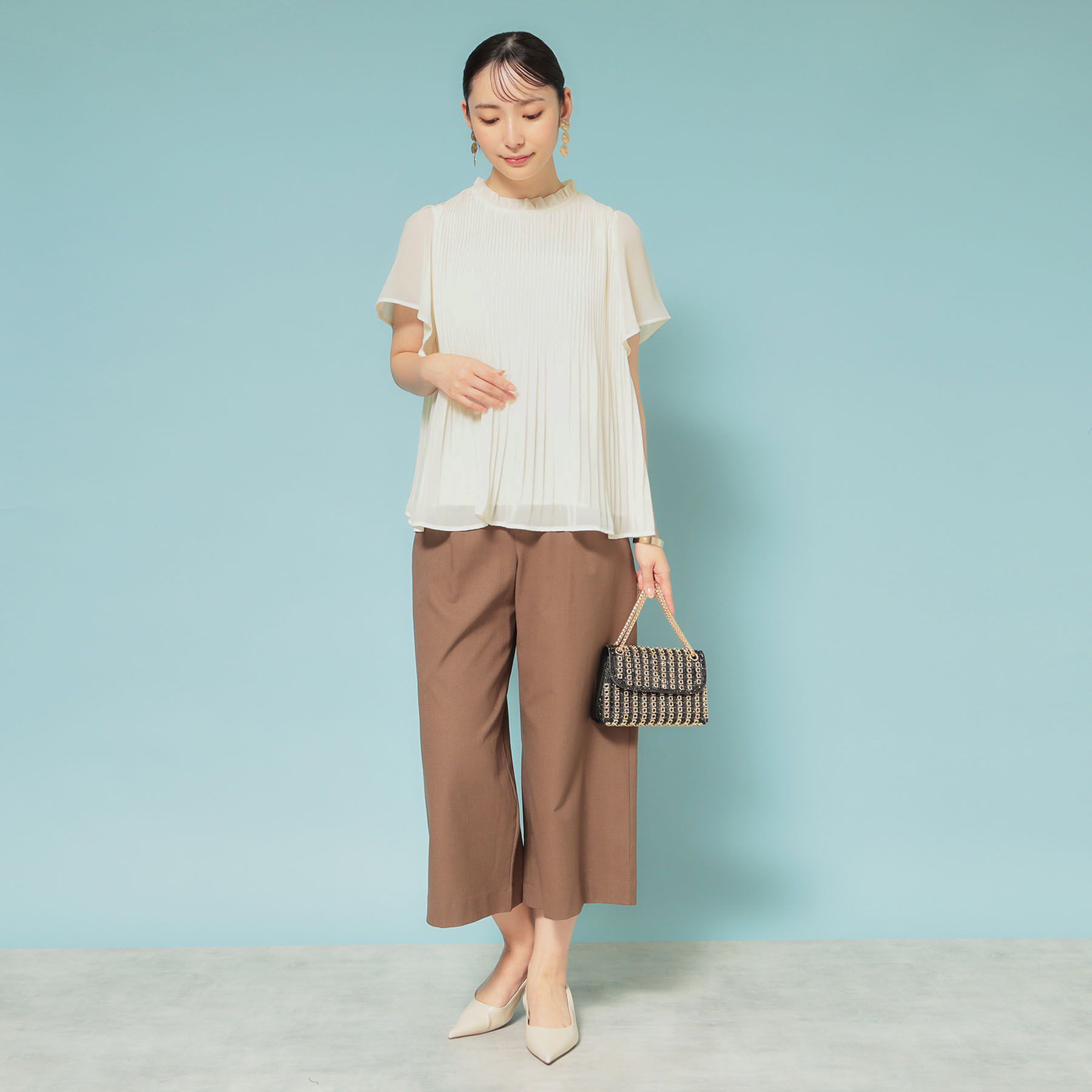 SunaUna「【新作／プリーツ／フレアスリーブ】Aラインブラウス」|シャツ・ブラウス|