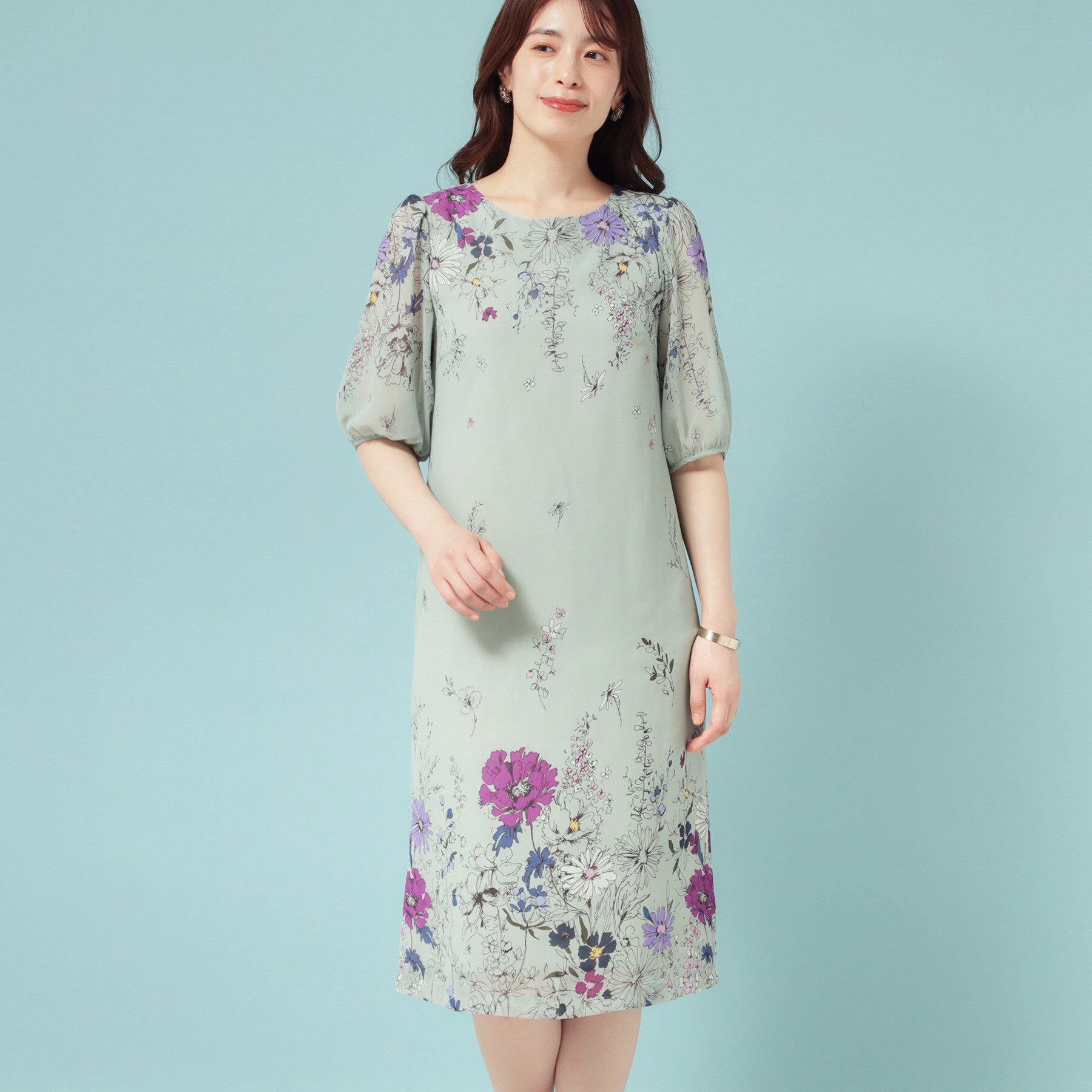 SunaUna「【コスモス／SS～Lサイズ展開】フラワーパネル柄ワンピース」|ワンピース|