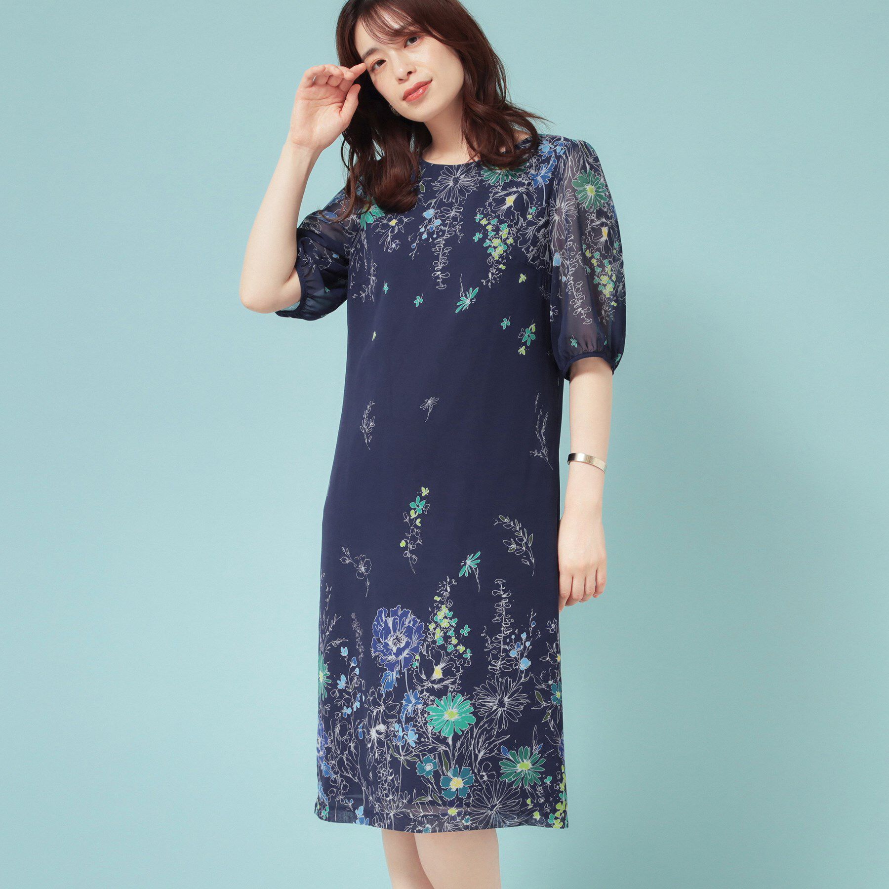 SunaUna「【コスモス／SS～Lサイズ展開】フラワーパネル柄ワンピース」|ワンピース|