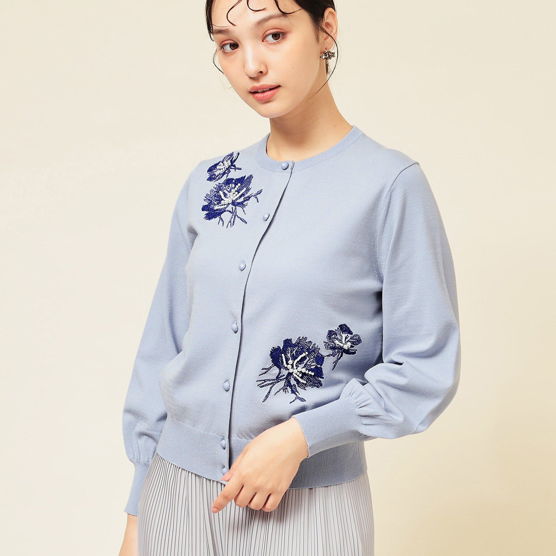 SunaUna「【SS～Lサイズ展開/手刺繍】クラフトカーディガン」|カーディガン|サックスブルー(09