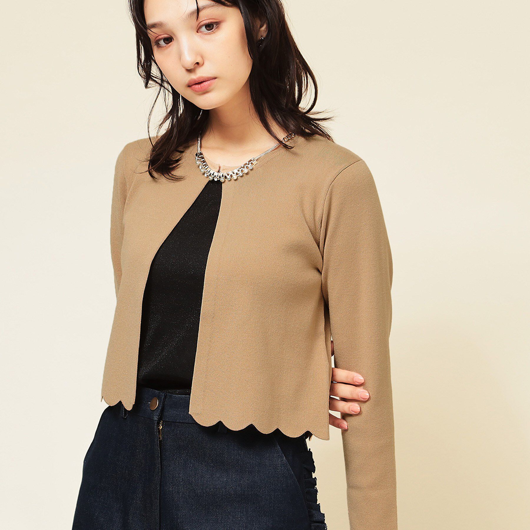 SunaUna「【4色展開／定番】スカラップボレロ」|カーディガン|