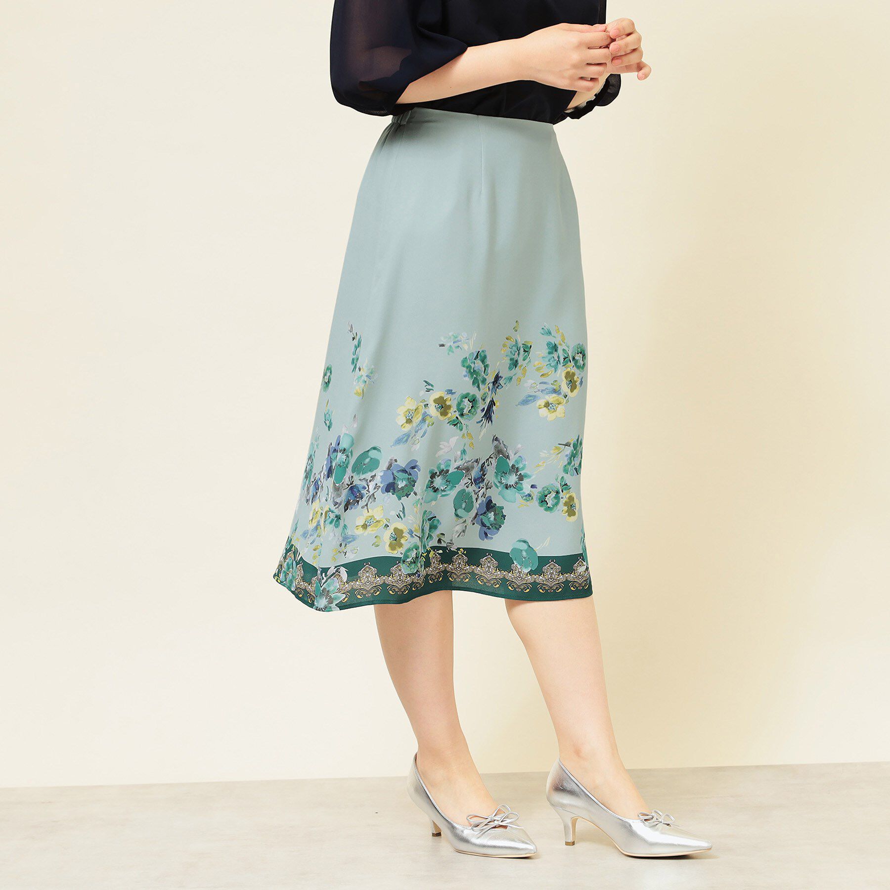 SunaUna「【パネル柄／S～L】プリントスカート」|スカート|グリーン(122)