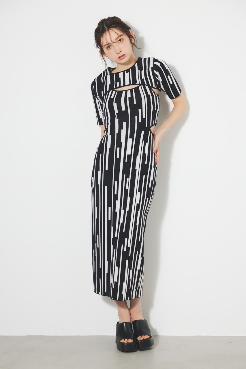 rienda「ジオメトリックジャガードKnit SET OP」|ワンピース|柄BLK5