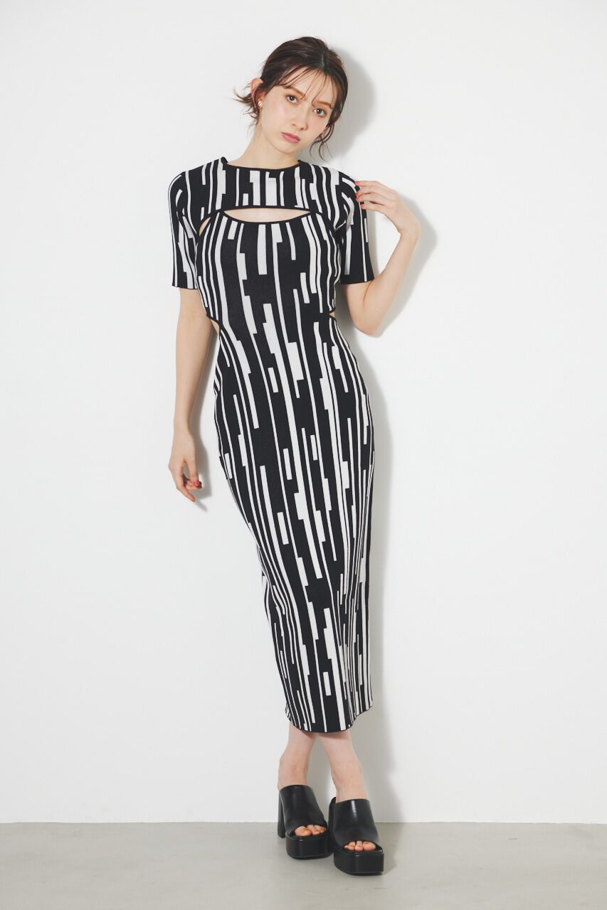 rienda「ジオメトリックジャガードKnit SET OP」|ワンピース|