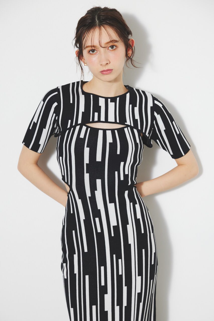 rienda「ジオメトリックジャガードKnit SET OP」|ワンピース|