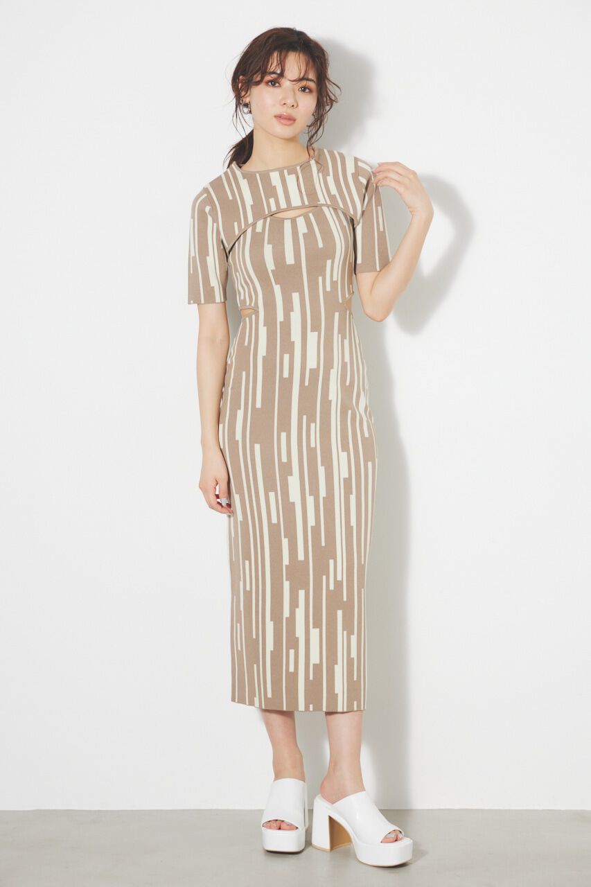 rienda「ジオメトリックジャガードKnit SET OP」|ワンピース|