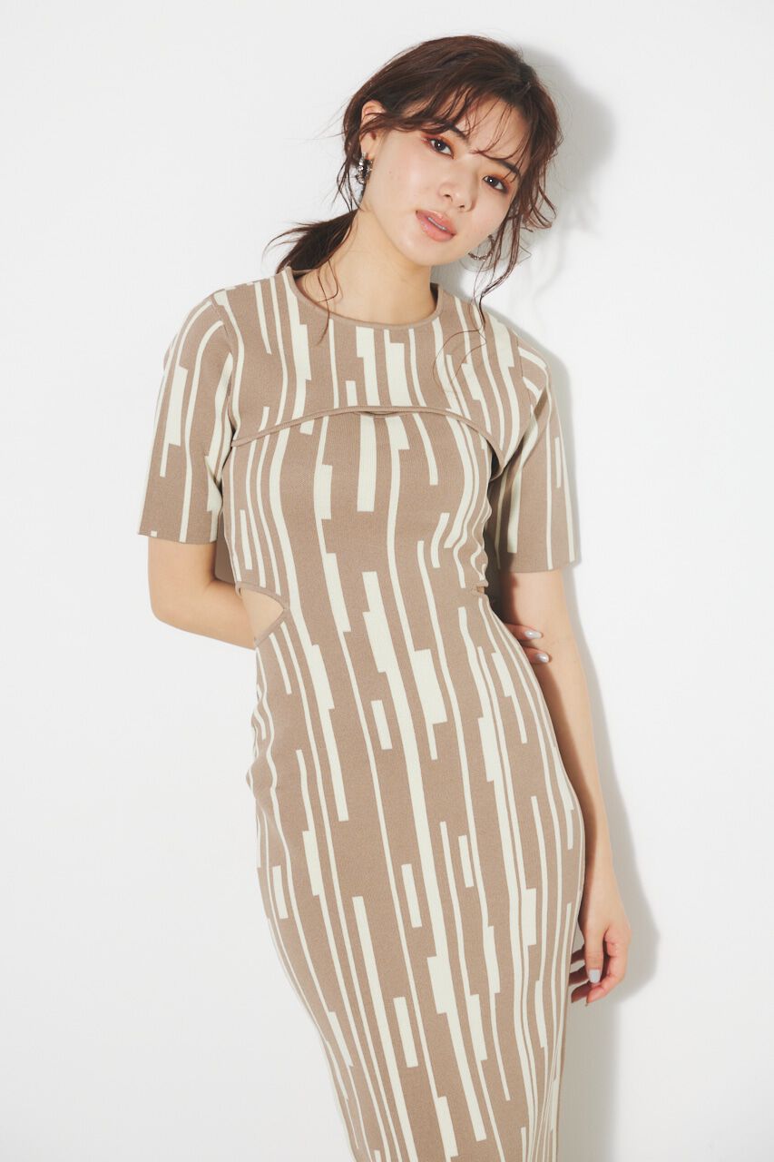 rienda「ジオメトリックジャガードKnit SET OP」|ワンピース|