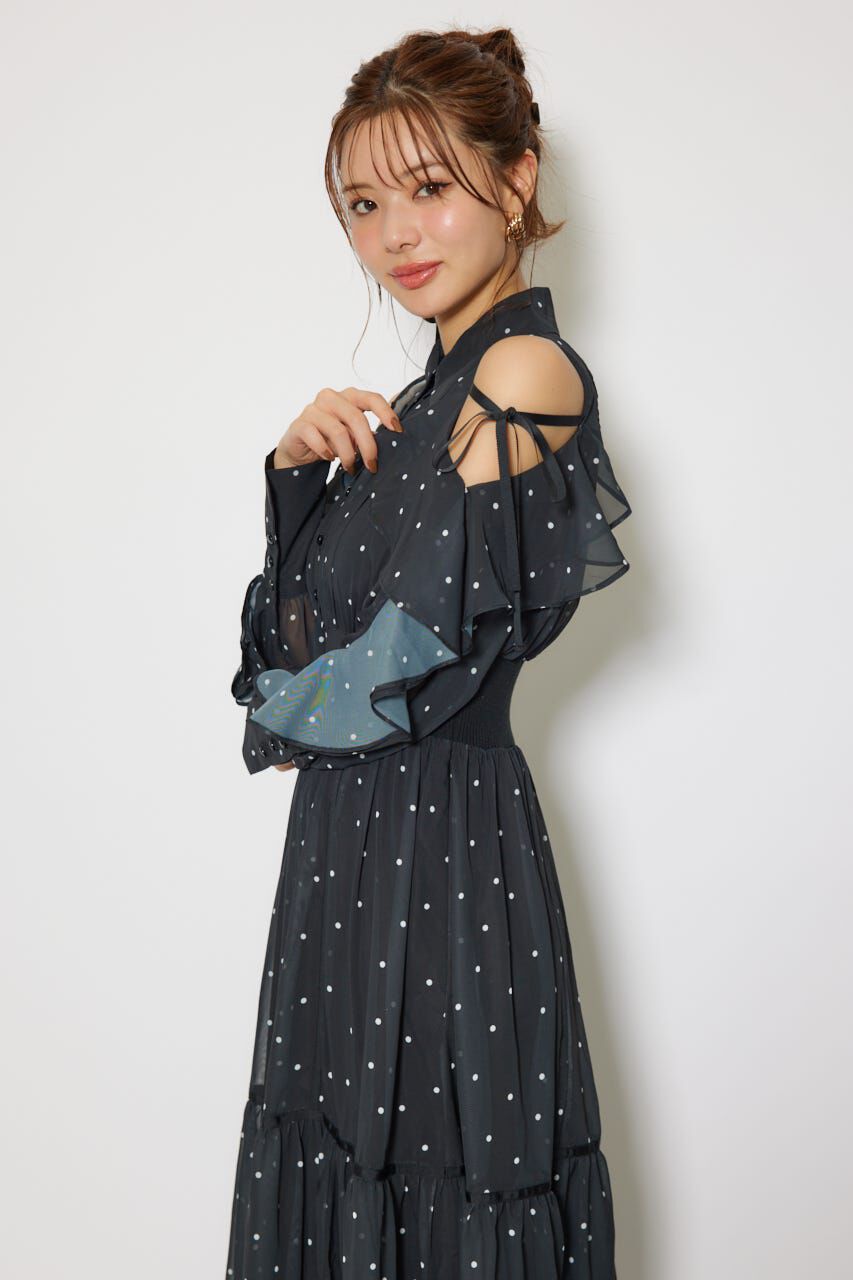 rienda「フリルスリーブニットドッキングワンピ」|ワンピース|