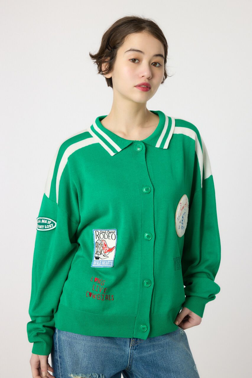RODEO CROWNS「ワッペンニットカーディガン」|ニット・セーター|GRN