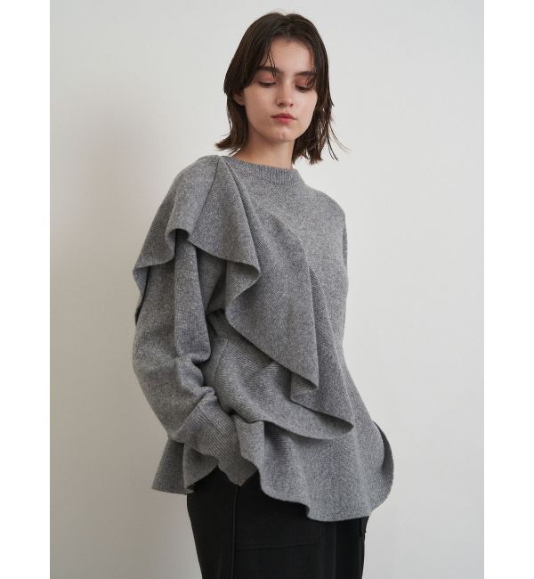 ELENDEEK「SHOULDER FRILL PEPLUM KT」|ニット・セーター|グレー
