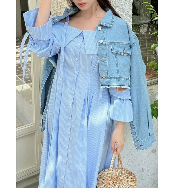 dazzlin「2WAYスリーブショートデニムジャケット」|デニムジャケット|