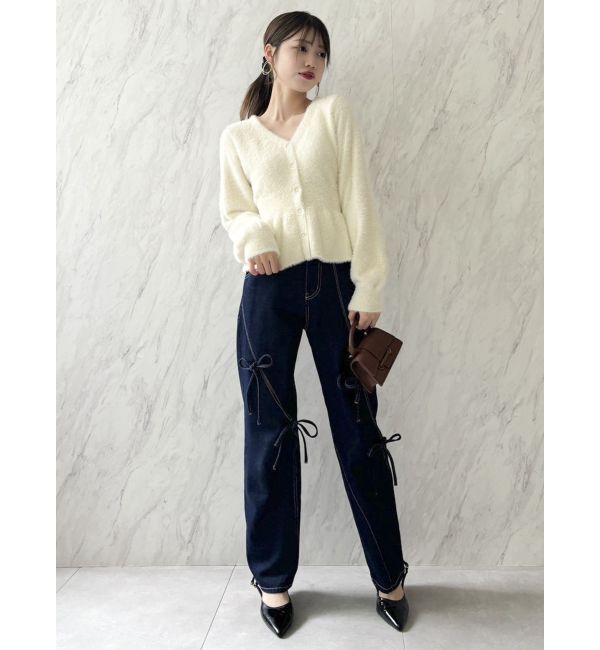 dazzlin「ミニシャギーペプラムカーデトップス」|ニット・セーター|