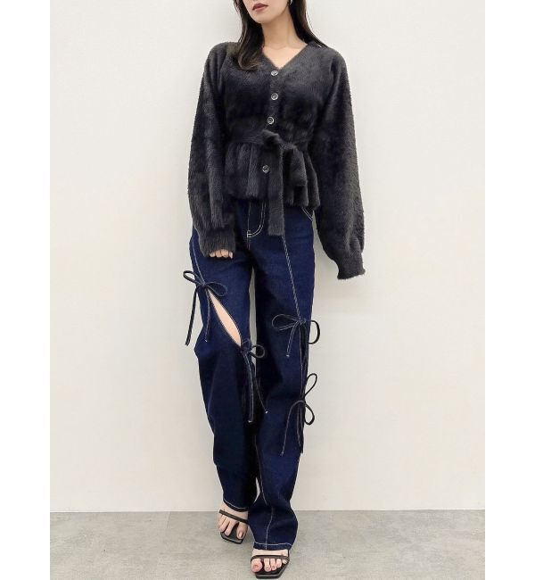 dazzlin「ミニシャギーペプラムカーデトップス」|ニット・セーター|