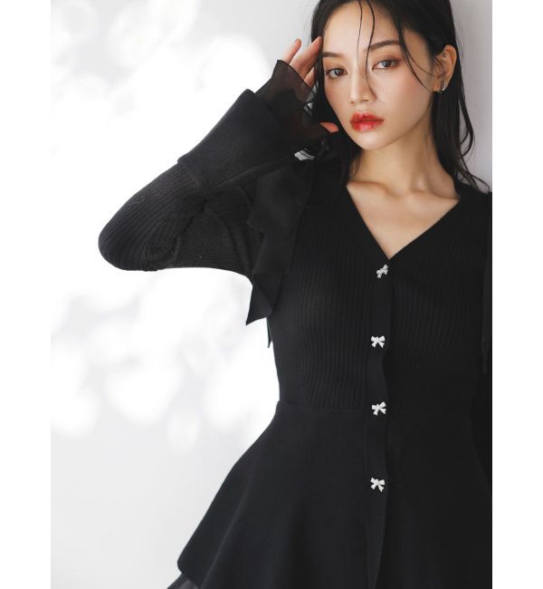 dazzlin「ショルダーリボンニットチュニック」|ニット・セーター|