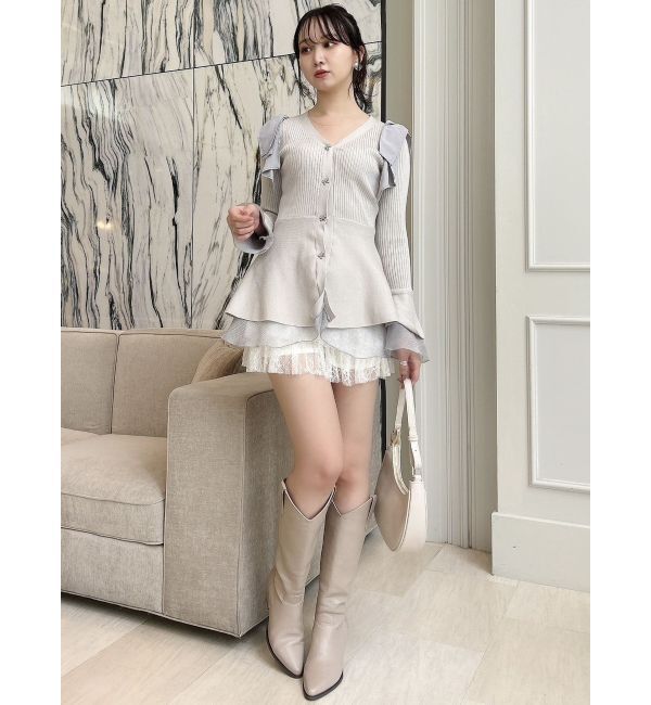 dazzlin「ショルダーリボンニットチュニック」|ニット・セーター|