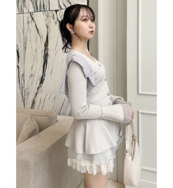 dazzlin「ショルダーリボンニットチュニック」|ニット・セーター|