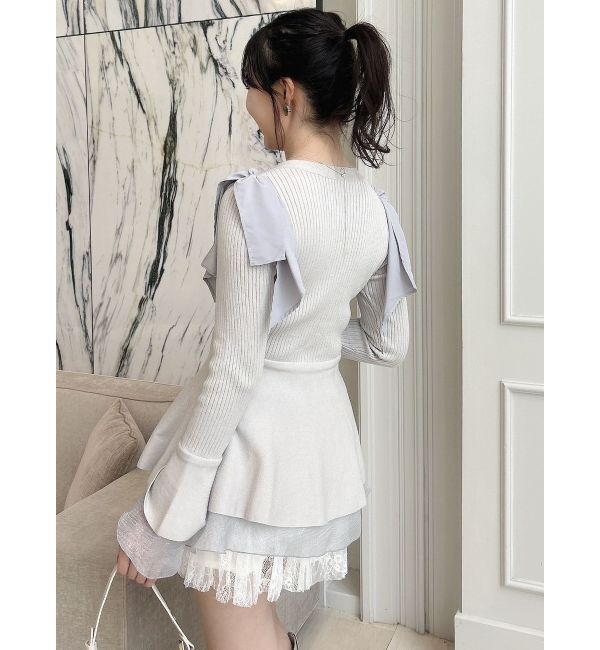 dazzlin「ショルダーリボンニットチュニック」|ニット・セーター|