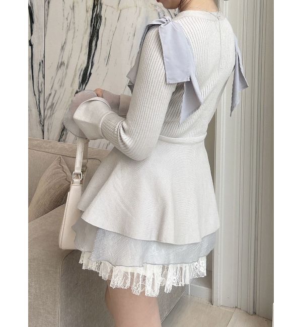 dazzlin「ショルダーリボンニットチュニック」|ニット・セーター|