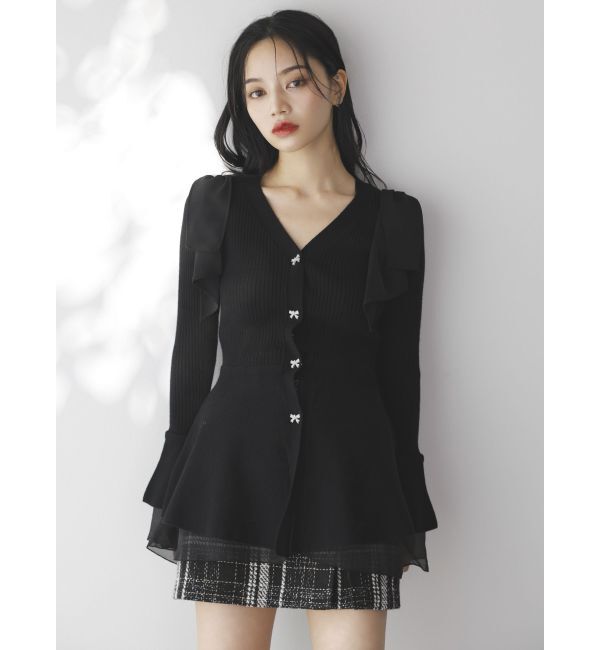 dazzlin「ショルダーリボンニットチュニック」|ニット・セーター|