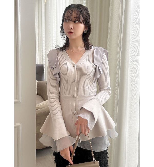 dazzlin「ショルダーリボンニットチュニック」|ニット・セーター|