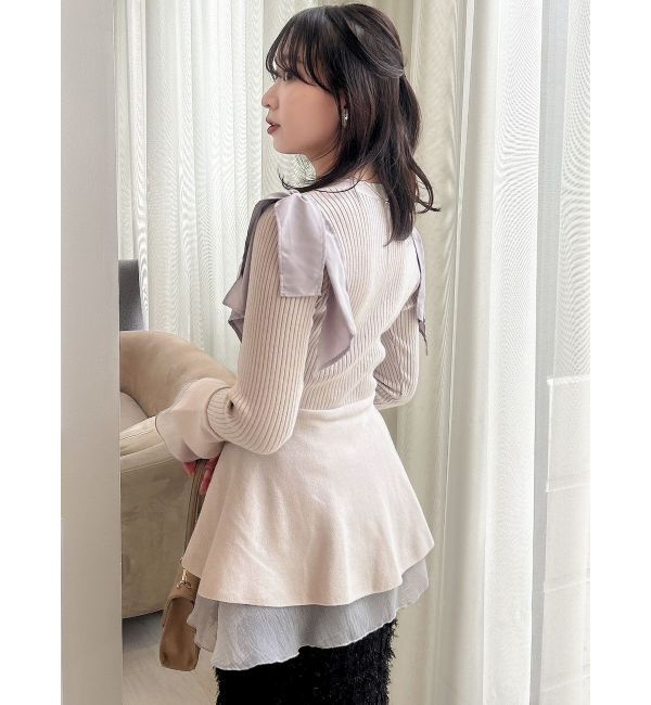 dazzlin「ショルダーリボンニットチュニック」|ニット・セーター|