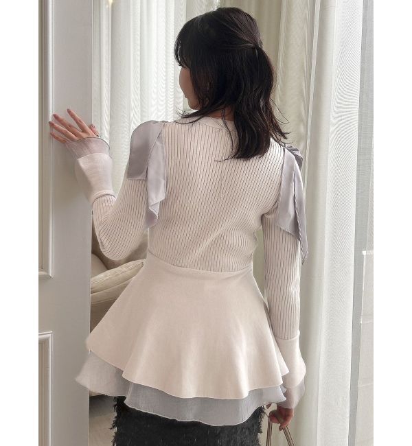 dazzlin「ショルダーリボンニットチュニック」|ニット・セーター|