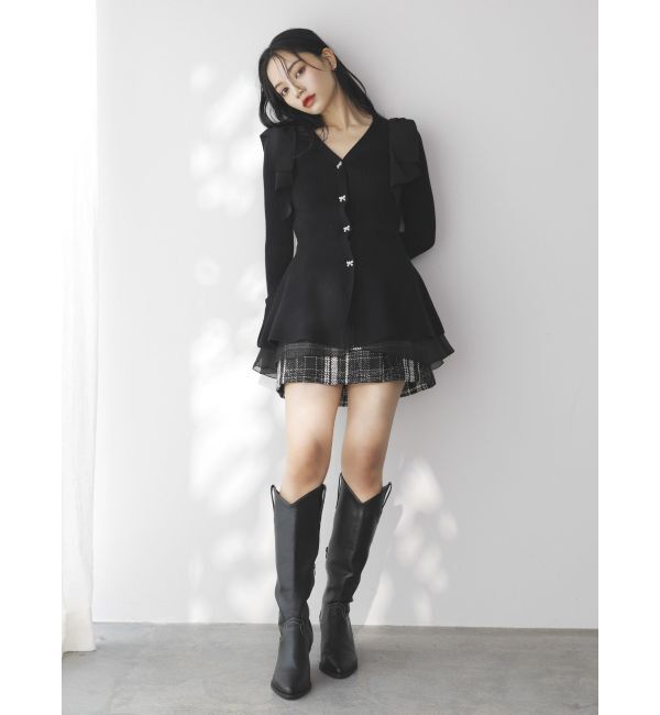 dazzlin「ショルダーリボンニットチュニック」|ニット・セーター|