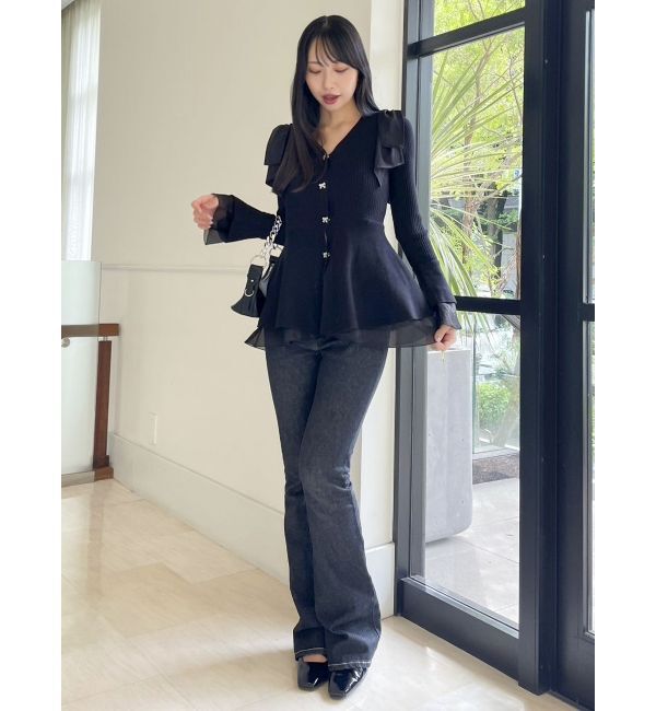 dazzlin「ショルダーリボンニットチュニック」|ニット・セーター|