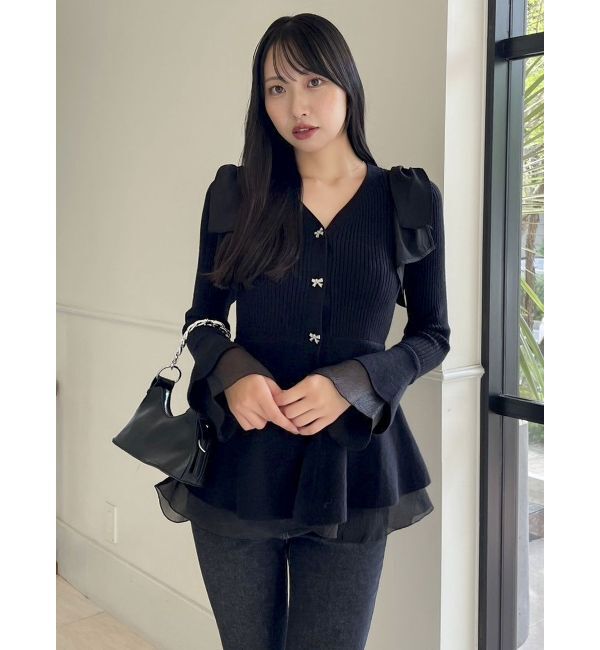 dazzlin「ショルダーリボンニットチュニック」|ニット・セーター|