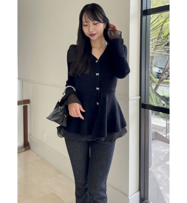 dazzlin「ショルダーリボンニットチュニック」|ニット・セーター|