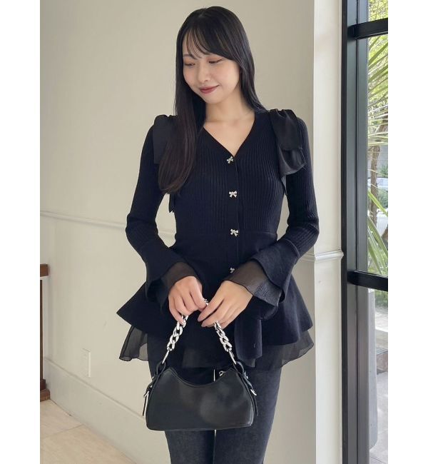 dazzlin「ショルダーリボンニットチュニック」|ニット・セーター|