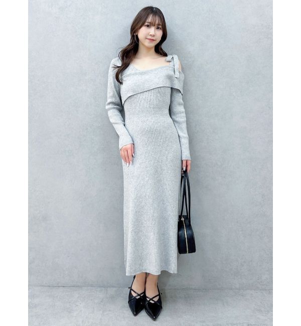 dazzlin「【WEB限定】ワンショルリボンニットワンピース」|ワンピース|