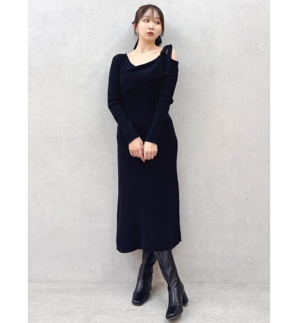 dazzlin「【WEB限定】ワンショルリボンニットワンピース」|ワンピース|