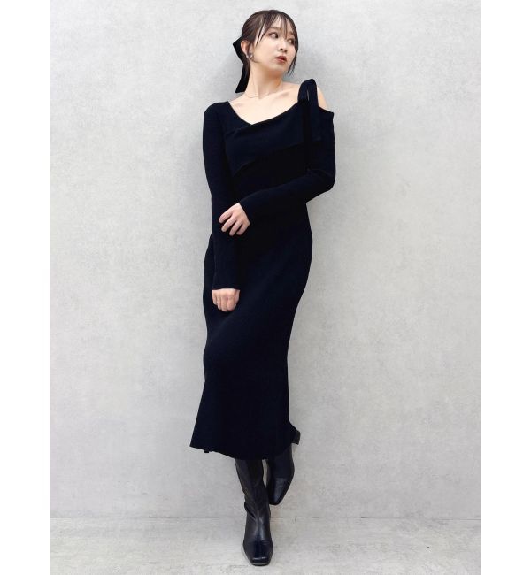 dazzlin「【WEB限定】ワンショルリボンニットワンピース」|ワンピース|ブラック