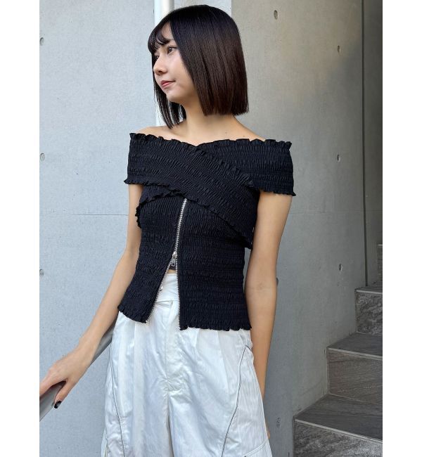 MURUA「シャーリングオフショルブラウス」|シャツ・ブラウス|