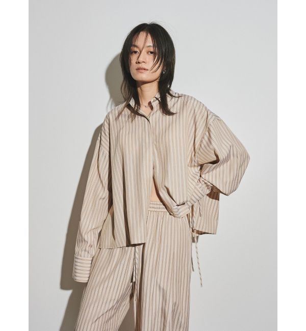 Ungrid「【Htage】スリットデザインストライプシャツ」|シャツ・ブラウス|ベージュ