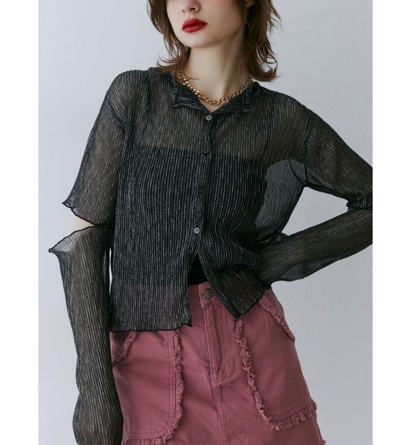 jouetie「プリーツラメシアーカーデ」|カーディガン|