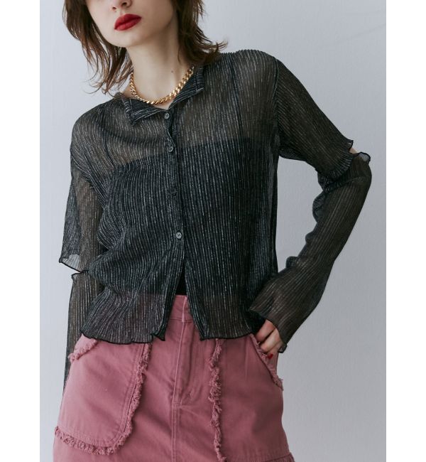 jouetie「プリーツラメシアーカーデ」|カーディガン|