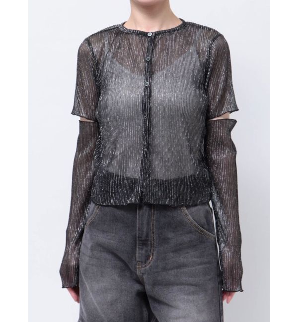 jouetie「プリーツラメシアーカーデ」|カーディガン|