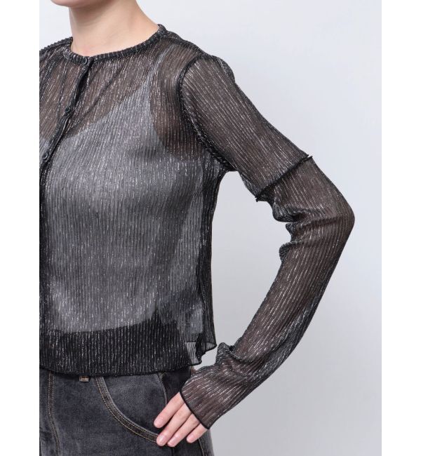 jouetie「プリーツラメシアーカーデ」|カーディガン|