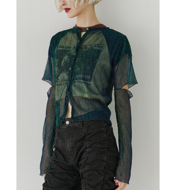 jouetie「プリーツラメシアーカーデ」|カーディガン|