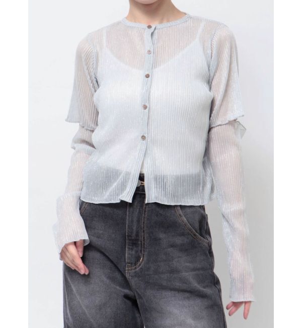 jouetie「プリーツラメシアーカーデ」|カーディガン|