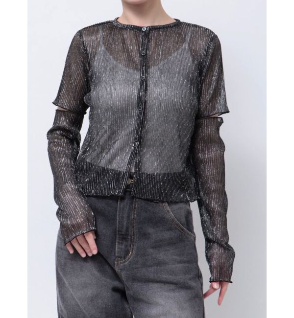 jouetie「プリーツラメシアーカーデ」|カーディガン|