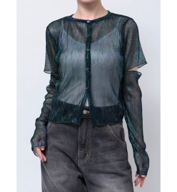 jouetie「プリーツラメシアーカーデ」|カーディガン|