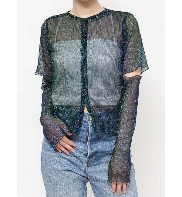 jouetie「プリーツラメシアーカーデ」|カーディガン|