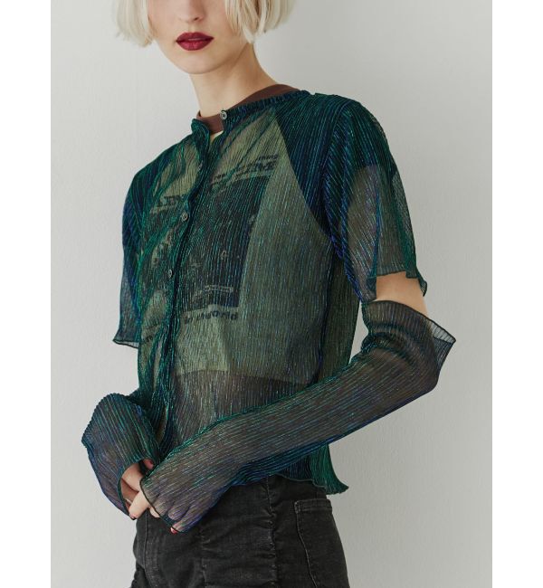 jouetie「プリーツラメシアーカーデ」|カーディガン|ブルー